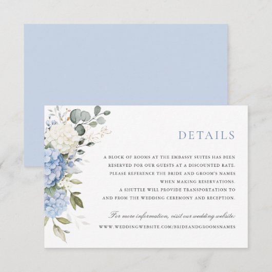 Bloemen Elegant Blue Hydrangea groen Details Kaart (Voorkant / Achterkant)