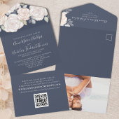 Bloemen Elegant Blush Blue Foto | QR-codedetails All In One Uitnodiging