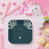 Bloemen Elegant Eucalyptus Bladgroen Bruiloft Papieren Bordje (Feest)