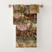 Bloemen Elegant met Blauwgroen, Bruin, Ivoor Bad Handdoek (Insitu)