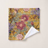 Bloemen Elegant met Blauwgroen, Bruin, Ivoor Bad Handdoek (Wasdoekje)