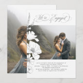 Bloemen Elegant Modern Verlovingsfeest Foto Kaart (Voorkant / Achterkant)