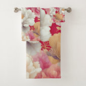 Bloemen elegant rood bad handdoek (Insitu)
