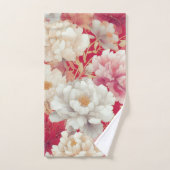 Bloemen elegant rood bad handdoek (Handdoek)