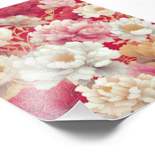 Bloemen elegant rood foto afdruk (Hoek)