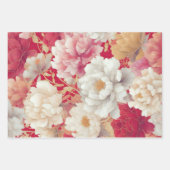 Bloemen elegant rood inpakpapier vel (Voorkant 3)
