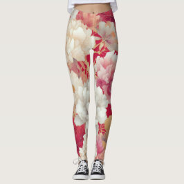 Bloemen elegant rood leggings