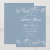  Bloemen Elegant Stoffig Blauw Vrijgezellenfeest Kaart (Voorkant / Achterkant)