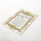 Bloemen Elegant Taupe n Goud Vrijgezellenfeest Folie Uitnodiging (Gedraaid)