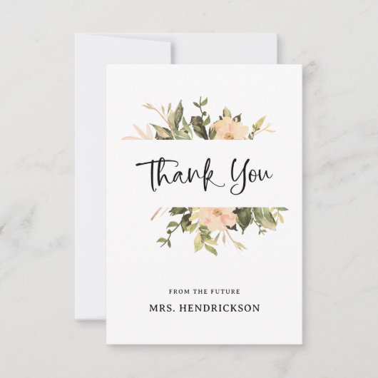  Bloemen | Elegant Vrijgezellenfeest Bedankkaart (Voorkant)