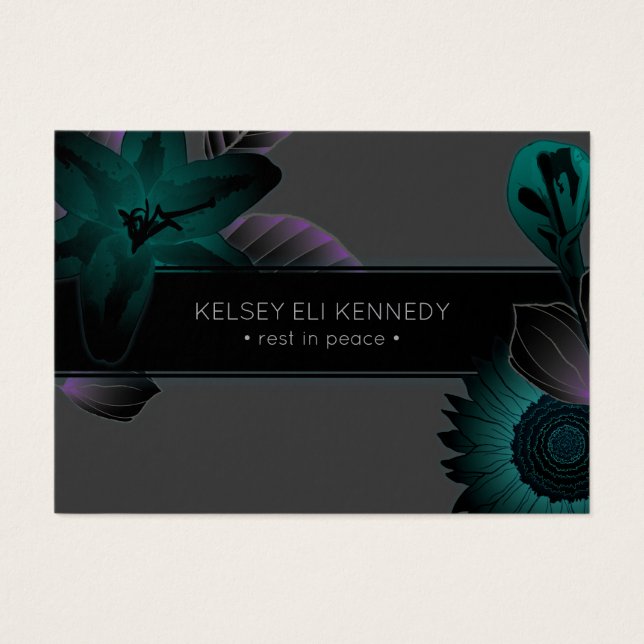  bloemen elegante begrafenis visitekaartje (Voorkant)