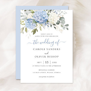 Bloemen Elegante Blauwe Hortensia Groen Bruiloft Kaart