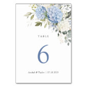 Bloemen Elegante Blauwe Hortensia Groen Bruiloft Kaart (Achterkant)