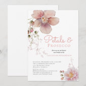 Bloemen Elegante bloemblaadjes en Prosecco Vrijgez Kaart (Voorkant / Achterkant)