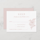 Bloemen Elegante Blush Bruiloft RSVP Uitnodiging (Voorkant / Achterkant)