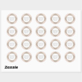 Bloemen Elegante  Blush Roze en Gouden Bruiloft Ronde Sticker (Vel)