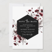 Bloemen Elegante Bourgondische bruiloft Save The Date (Voorkant)
