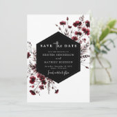 Bloemen Elegante Bourgondische bruiloft Save The Date (Staand voorkant)