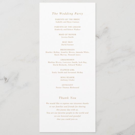 Bloemen Elegante  Franse Rozen Gouden Bruiloft Programmakaart (Achterkant)