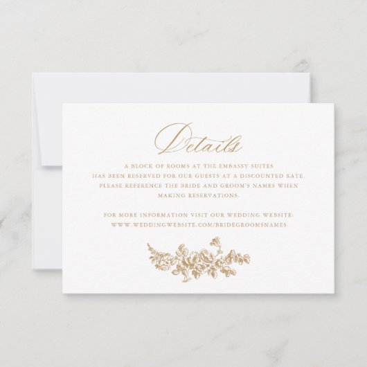 Bloemen Elegante Franse Rozen Vintage bruiloft Det Kaart (Voorkant)