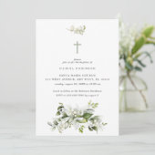 Bloemen Elegante Greenery Doop Uitnodiging (Staand voorkant)