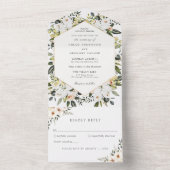 Bloemen Elegante Magnolia en groen bruiloft All In One Uitnodiging (Binnen)