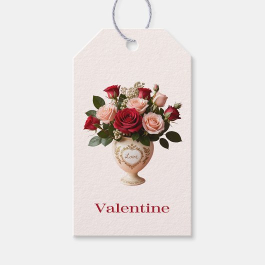 Bloemen Elegante Romantische Rozen Valentijns Cadeaulabel (Voorkant)