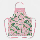Bloemen Elegante Rozen en Monstera Monogrammed Roz Schort (Voorkant)