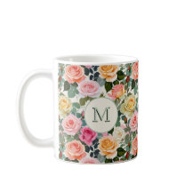 Bloemen Elegante Rozen  Monogrammed