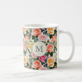 Bloemen Elegante Rozen  Monogrammed Koffiemok
