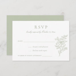 Bloemen Elegante Sage Groene Bruiloft RSVP Uitnodi Kaart