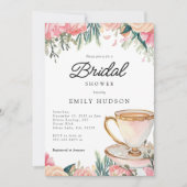 Bloemen Elegante Tea Party Bruids Douche Uitnodigi Kaart (Voorkant)