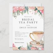 Bloemen Elegante Tea Party Bruids Douche Uitnodigi Kaart (Voorkant)