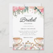 Bloemen Elegante Tea Party Bruids Douche Uitnodigi Kaart (Voorkant)
