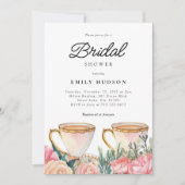 Bloemen Elegante Tea Party Bruids Douche Uitnodigi Kaart (Voorkant)