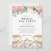 Bloemen Elegante Tea Party Bruids Douche Uitnodigi Kaart (Voorkant)