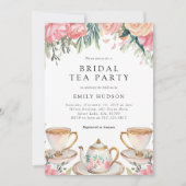 Bloemen Elegante Tea Party Bruids Douche Uitnodigi Kaart (Voorkant)