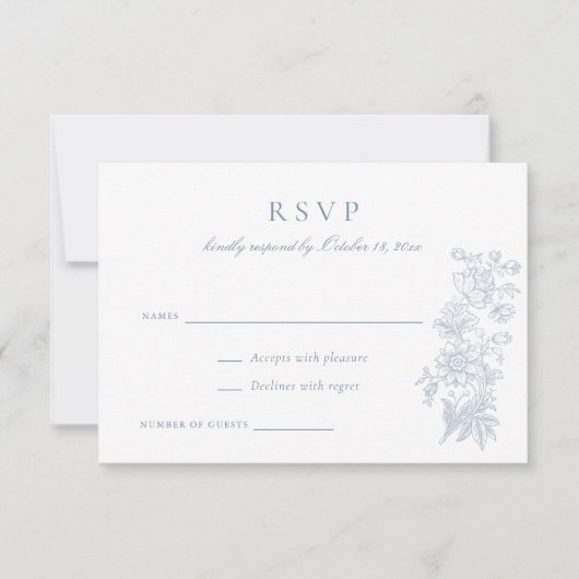 Bloemen Elegante Vintage bruiloft RSVP Kaart (Voorkant)