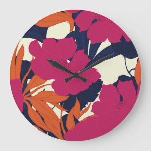 Bloemen elegantie: abstract patroon grote klok