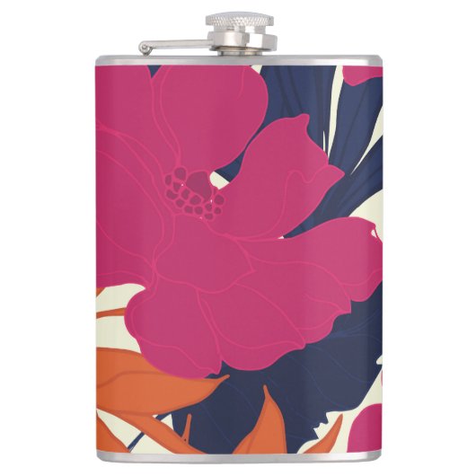 Bloemen elegantie: abstract patroon heupfles (Voorkant)