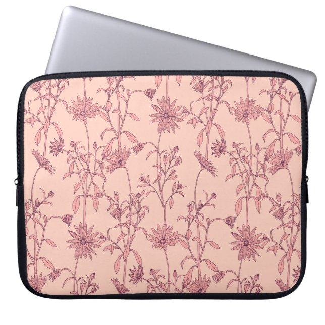 Bloemen  elementen, naadloze achtergrond. laptop sleeve (Voorkant)