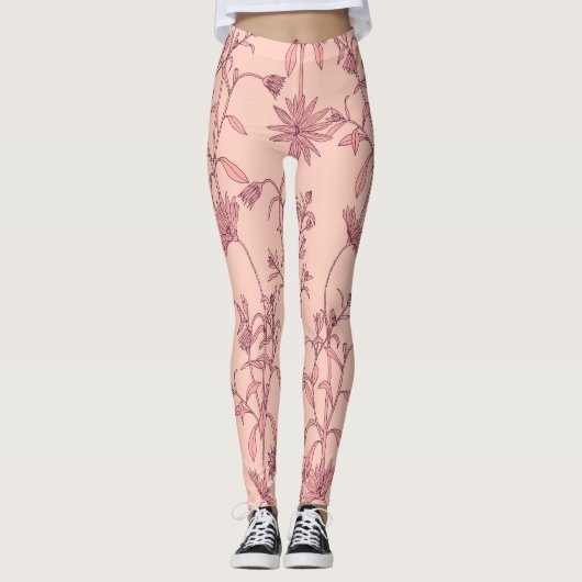 Bloemen elementen, naadloze achtergrond. leggings (Voorkant)