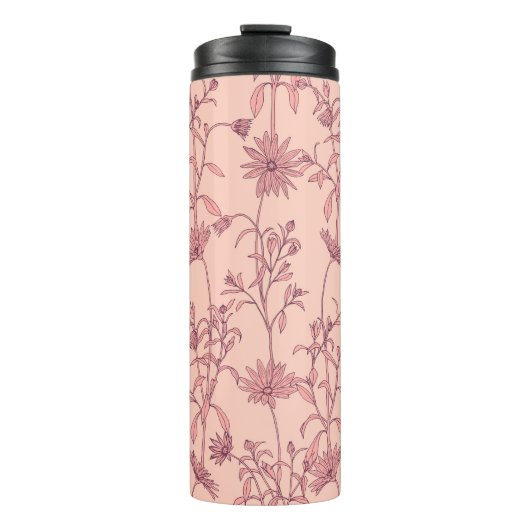 Bloemen elementen, naadloze achtergrond. thermosbeker (Voorkant)