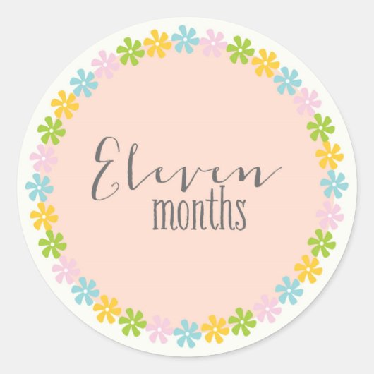 Bloemen Elf maanden nieuwe baby Sticker (Voorkant)