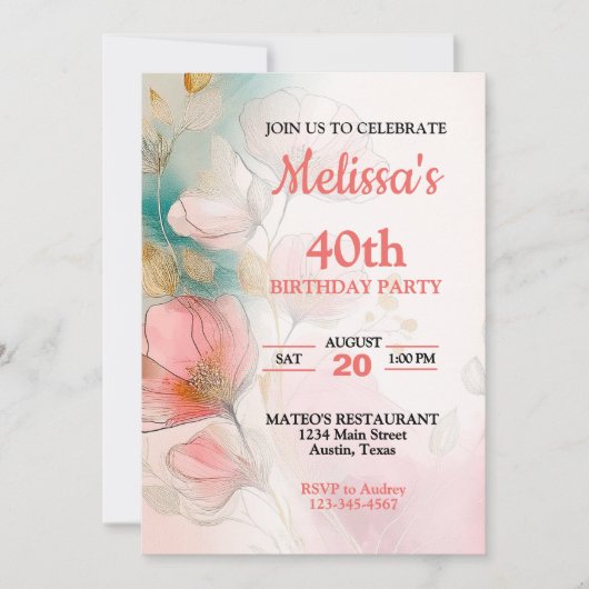 Bloemen Elke Leeftijd Verjaardagsfeest Kaart (Voorkant)