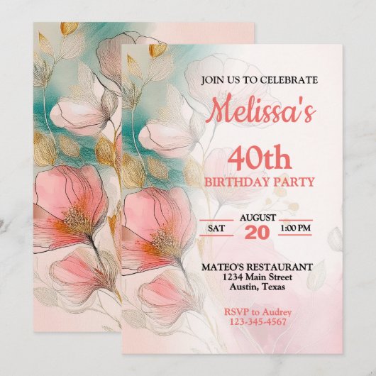 Bloemen Elke Leeftijd Verjaardagsfeest Kaart (Voorkant / Achterkant)