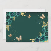 Bloemen Emerald Gold Tiara Vlinder Quinceañera Save The Date (Achterkant)