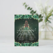 Bloemen Emerald Green Sparkle Verjaardag Quinceane Briefkaart (Staand voorkant)