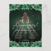 Bloemen Emerald Green Sparkle Verjaardag Quinceane Briefkaart (Voorkant)