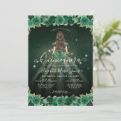 Bloemen Emerald Green Sparkle Verjaardag Quinceane Kaart (Staand voorkant)